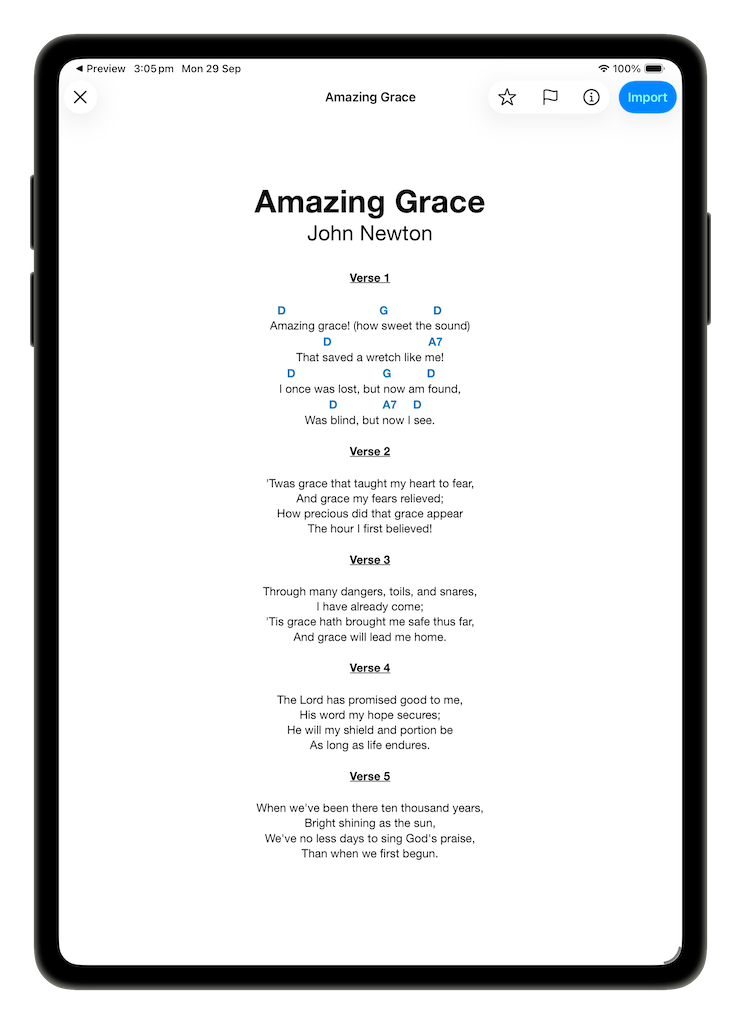 Import your PDFs and Word documents into SongSheet Pro